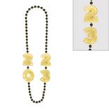 Black & Gold 2023 Plastic Bead Necklace, 44in