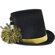 Black, Silver & Gold Champagne Bottle Fabric Top Hat