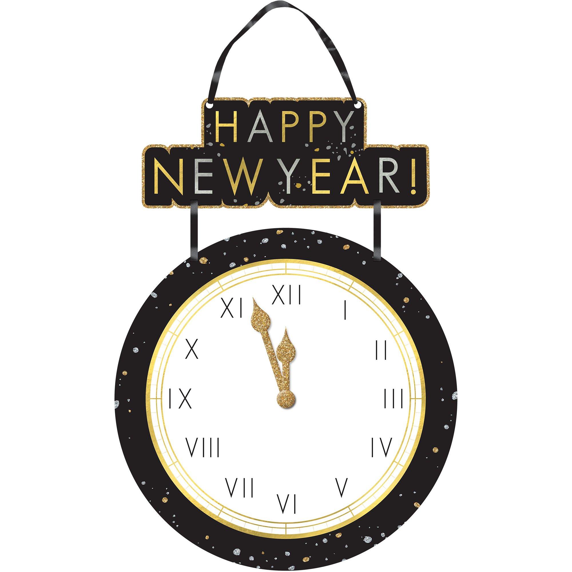 Countdown to Midnight Hanging MDF Clock Decoration, 12in x 16.5in