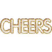 Mirrored & Gold Glitter Cheers Standing MDF Sign, 15.5in x 4.5in