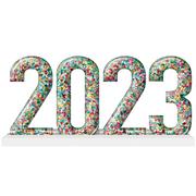 Colorful Confetti 2023 Acrylic Standing Sign, 10.6in x 5in