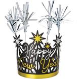 Black, Silver & Gold Happy New Year Tinsel Burst Tiara