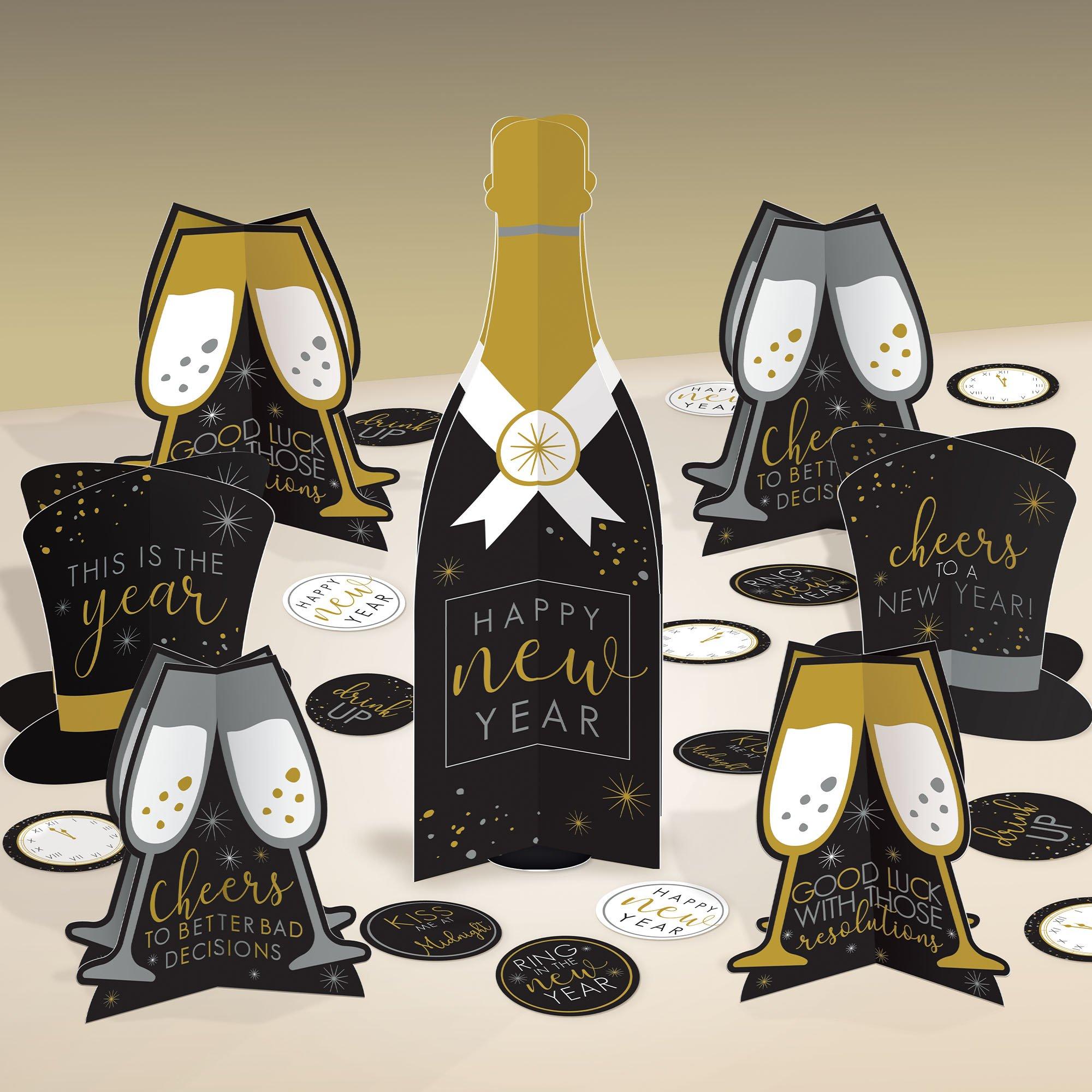 New Year's Eve Cardstock Table Decorating Kit, 41pc Hello NYE Party