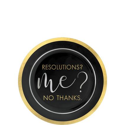 Resolutions? No Thanks New Year's Eve Plastic Dessert Plates, 7.5in, 20ct