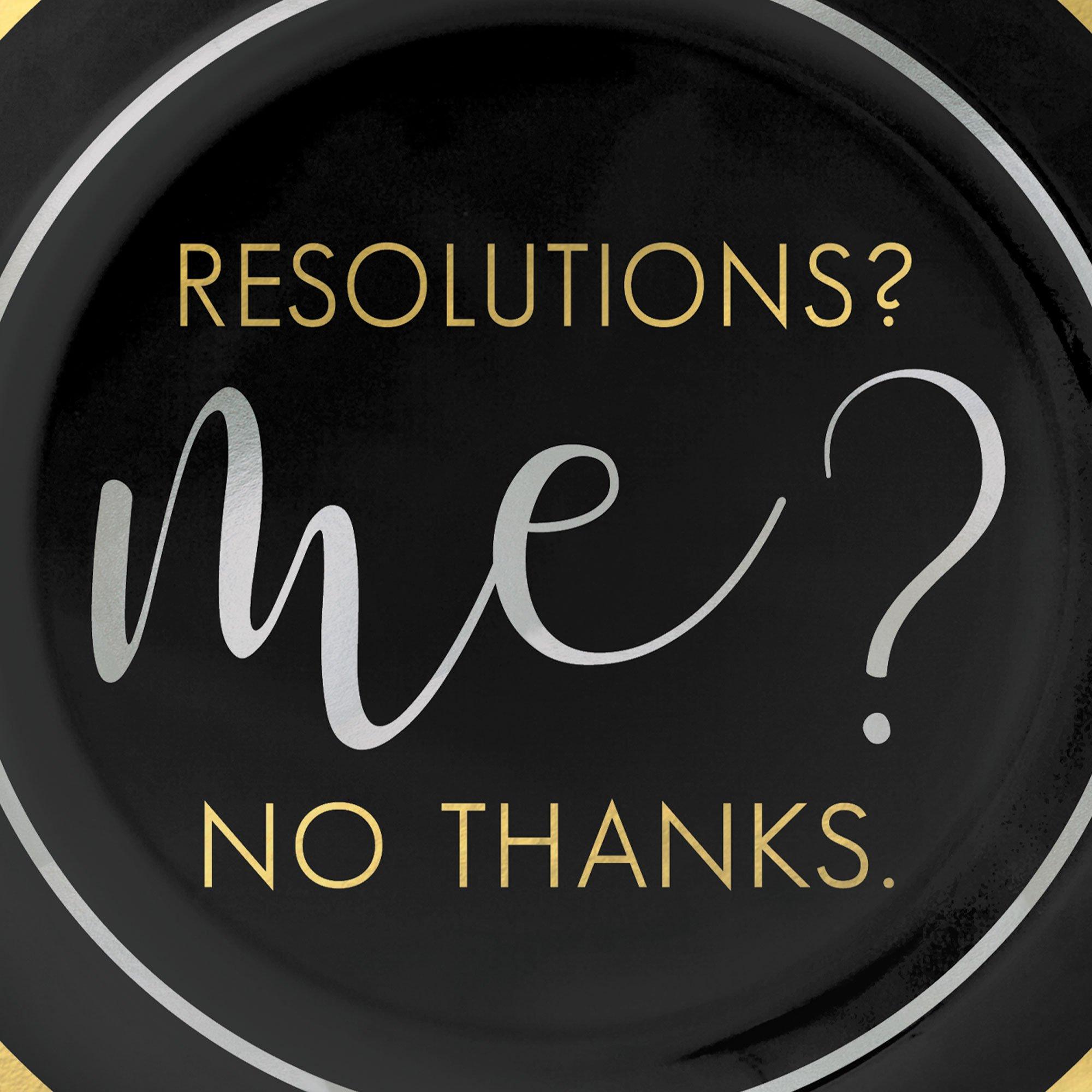 Resolutions? No Thanks New Year's Eve Plastic Dessert Plates, 7.5in, 20ct