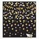 Black, Silver & Gold Happy New Year Plastic Scene Setter, 8.3ft x 9ft