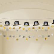 Black, Silver & Gold Top Hat New Year's Eve Garland, 12ft
