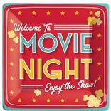 Movie Night Square Paper Dinner Plates, 10in, 20ct
