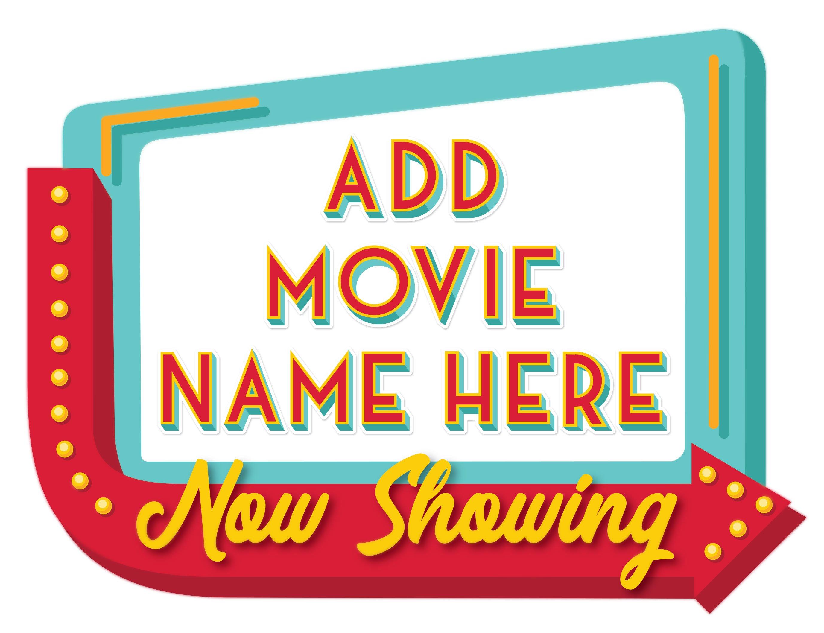 Customizable Now Showing Cardboard Marquee Easel Sign, 14in x 10.5in - Movie Night