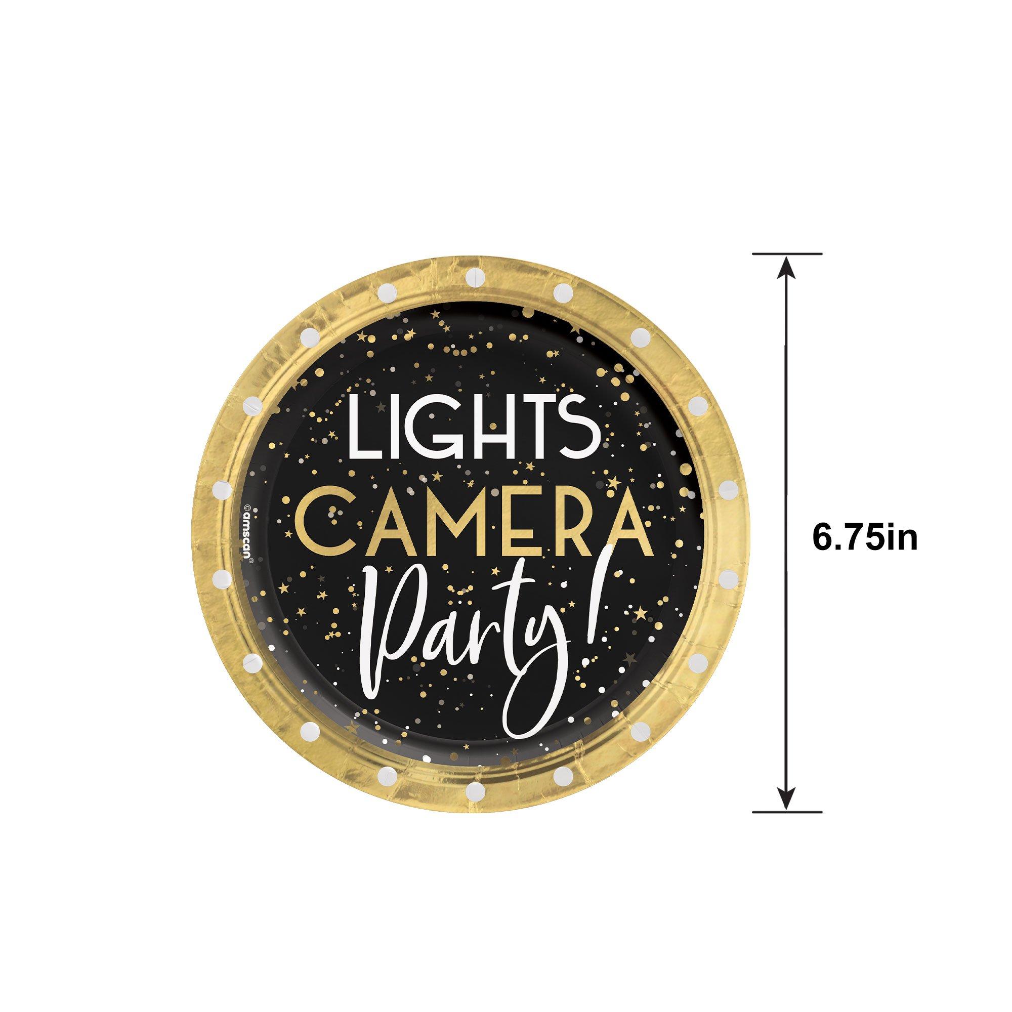 Metallic Lights Camera Party Paper Dessert Plates, 6.75in, 20ct - Awards Night