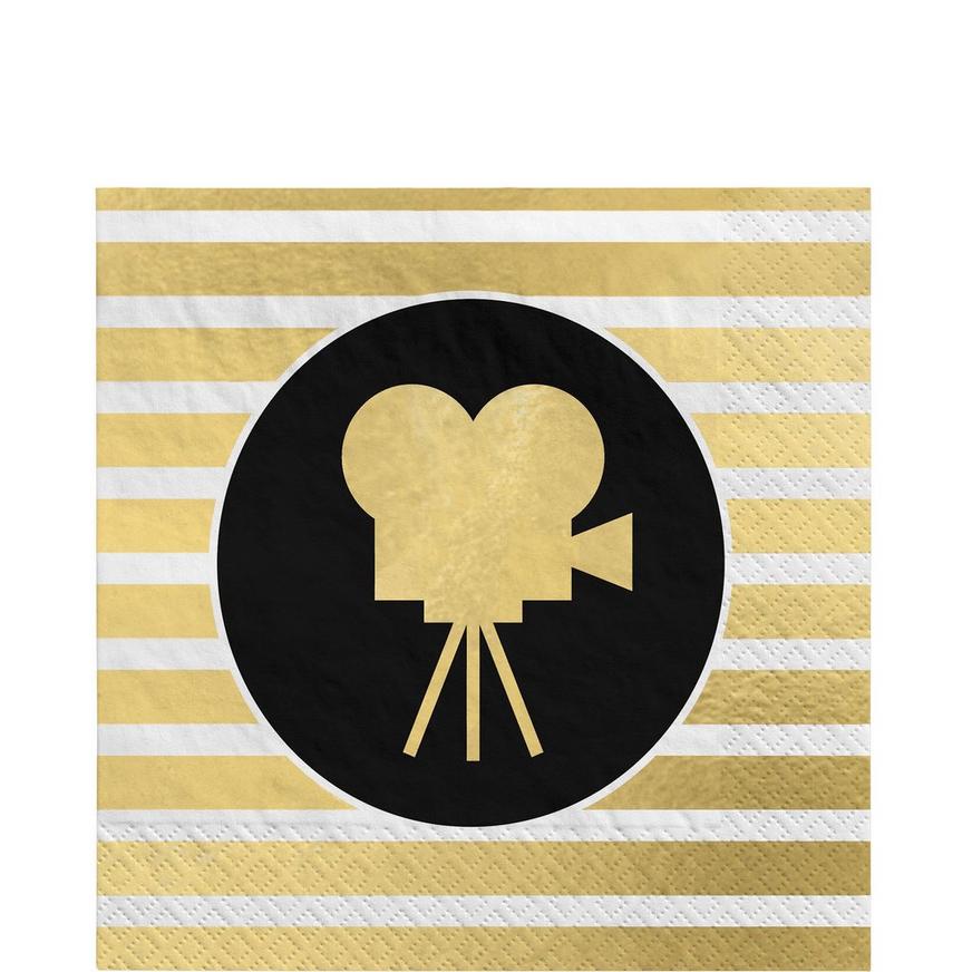 Metallic Gold Movie Projector Paper Lunch Napkins, 6.5in, 40ct - Awards Night