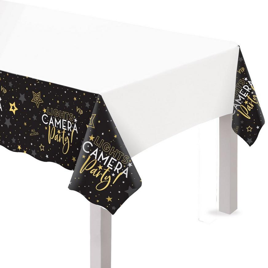 Lights Camera Party Plastic Table Cover, 54in x 102in - Awards Night