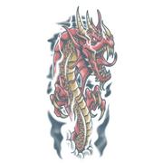 Japanese-Style Red Dragon Temporary Tattoo Sleeve, 3pc