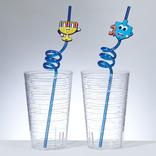 Dreidel & Menorah Hanukkah Reusable Plastic Silly Straws, 4ct