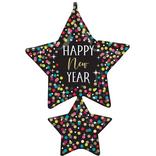 Happy New Year Star Cluster Foil Balloon, 26in x 37in - Colorful Confetti