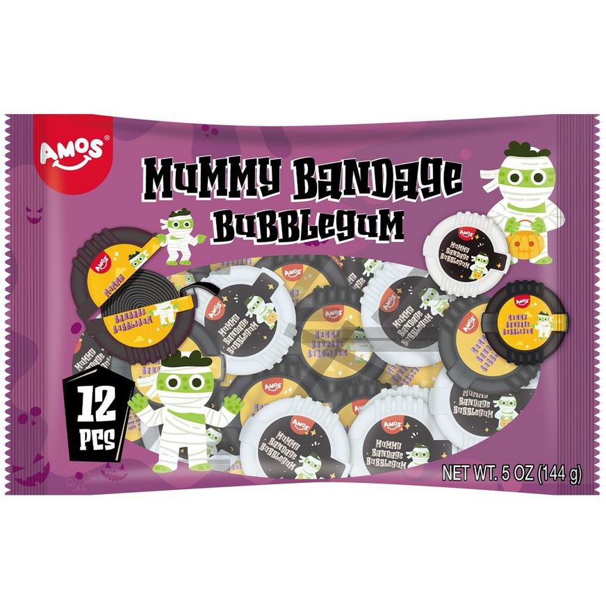 Amos Mummy Bandage Bubblegum, 5oz, 12pc - Halloween Candy