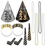Kit for 4 - Black, Silver & Gold New Year's Eve 2023 Party Kit, 12pc