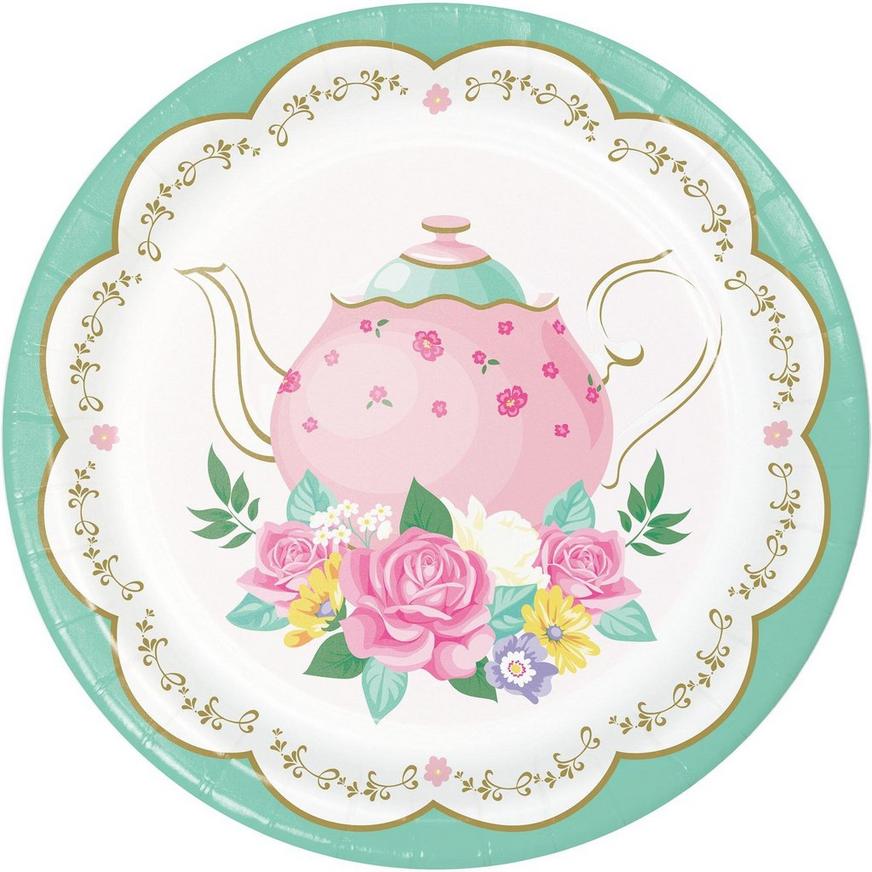 Floral Tea Party Basic Lunch Tableware Kit for 8 Guests