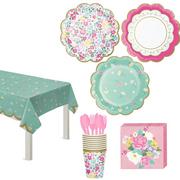 Floral Tea Party Basic Dessert Tableware Kit for 8 Guests