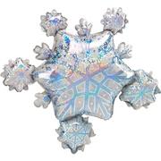 Prismatic Snowflake Cluster Foil Balloon, 32in x 30in