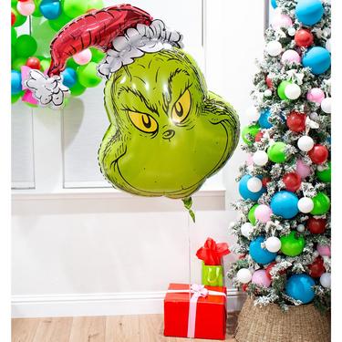 Smiling Grinch Head Foil Balloon, 26in x 29in - Dr. Seuss How the Grinch Stole Christmas