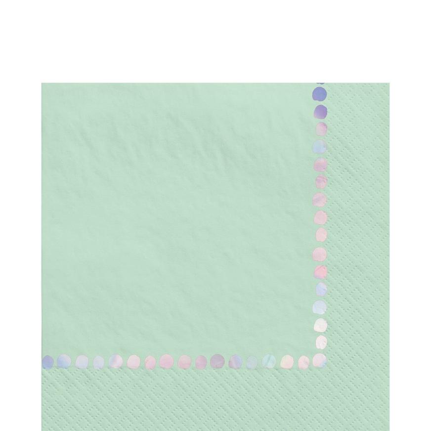 Robin's Egg Blue & Iridescent Dot Paper Lunch Napkins, 6.5in, 40ct