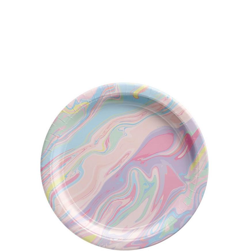 Pastel Marble Paper Dessert Plates, 6.75in, 20ct