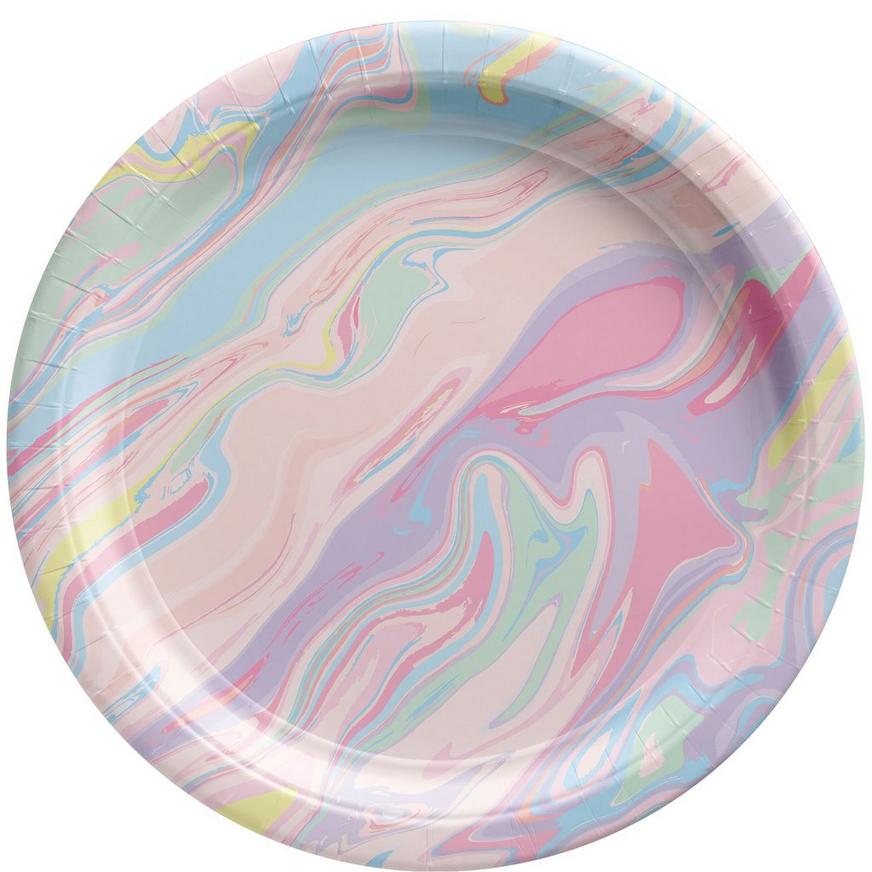 Pastel Marble Paper Dinner Plates, 10in, 20ct