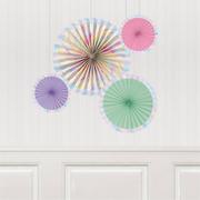 Pastel Marble Fan Cardstock Decorations, 4ct