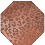 Metallic Rose Gold Leopard Print Octagonal Paper Dinner Plates, 10in, 20ct