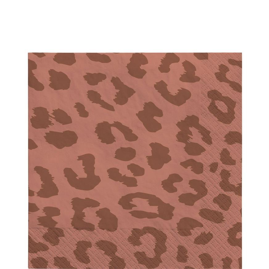 Rose Gold Leopard Print Paper Lunch Napkins, 6.5in, 40ct