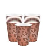 Metallic Rose Gold Leopard Print Paper Cups, 12oz, 20ct