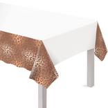Rose Gold Leopard Print Plastic Table Cover, 54in x 102in