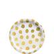 Metallic Gold Polka Dot Motif Paper Dessert Plates, 6.75in, 20ct