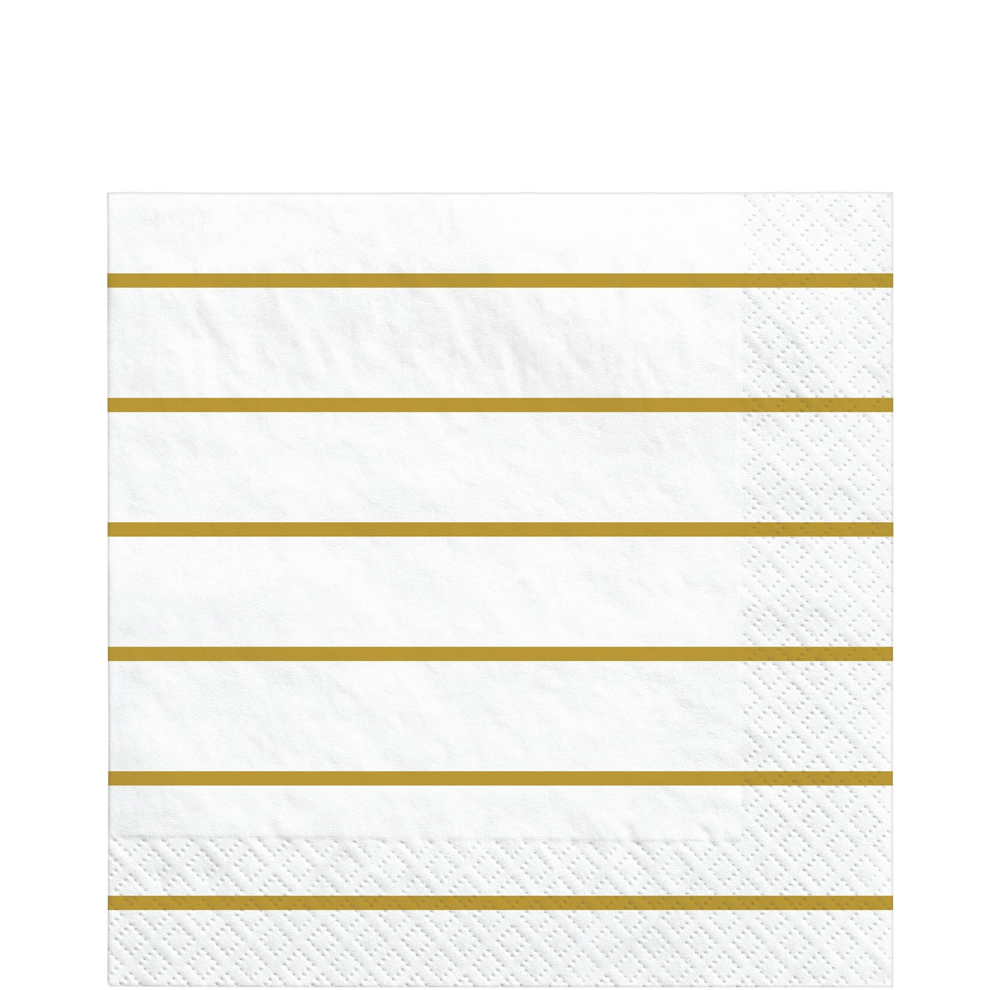 Gold Stripe Motif Paper Lunch Napkins, 6.5in, 40ct
