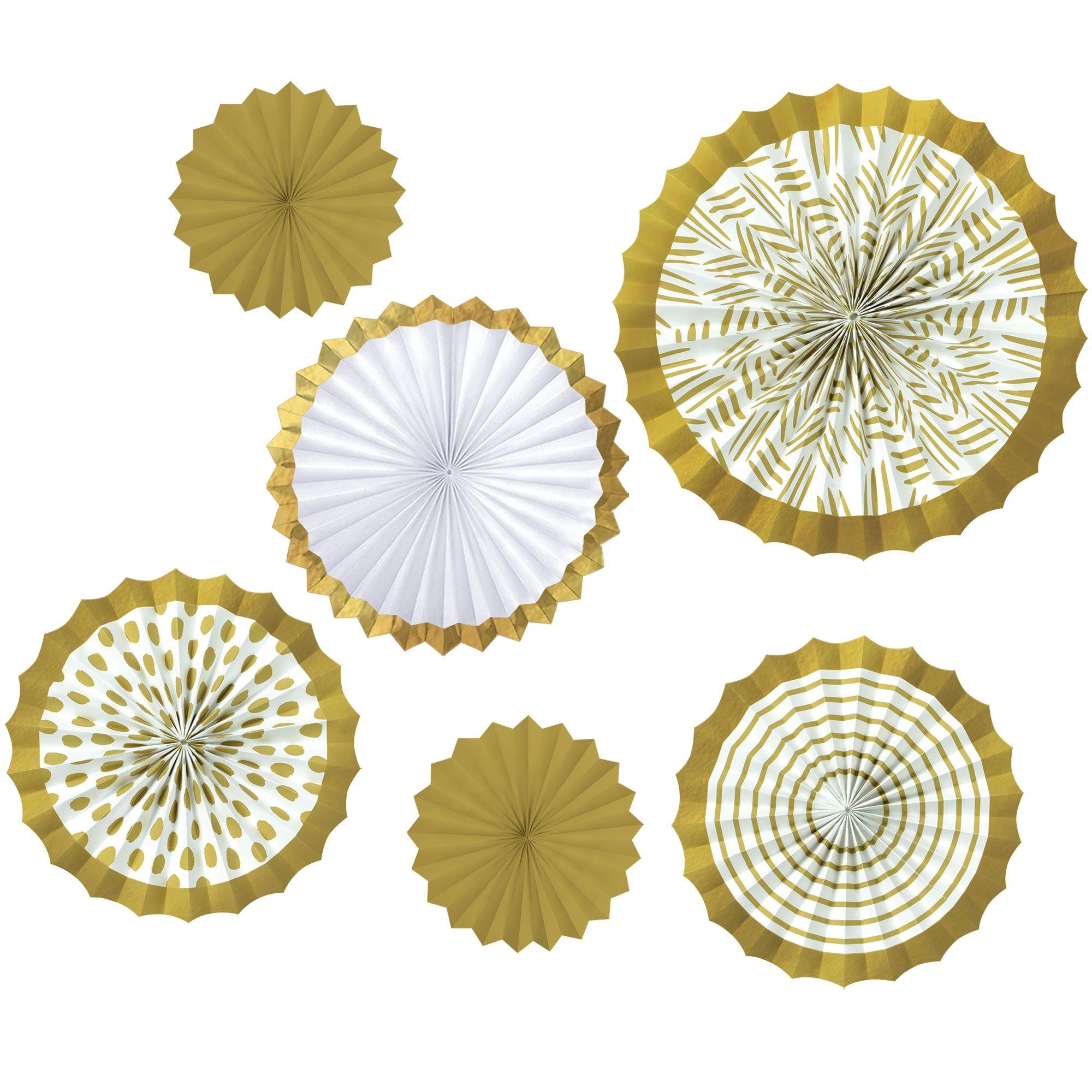 Gold Motifs Paper Fan Decorating Kit, 12pc