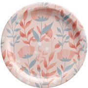 Metallic Rose Gold Floral Paper Dinner Plates, 10in, 20ct