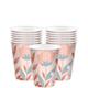 Metallic Rose Gold Floral Paper Cups, 12oz, 20ct