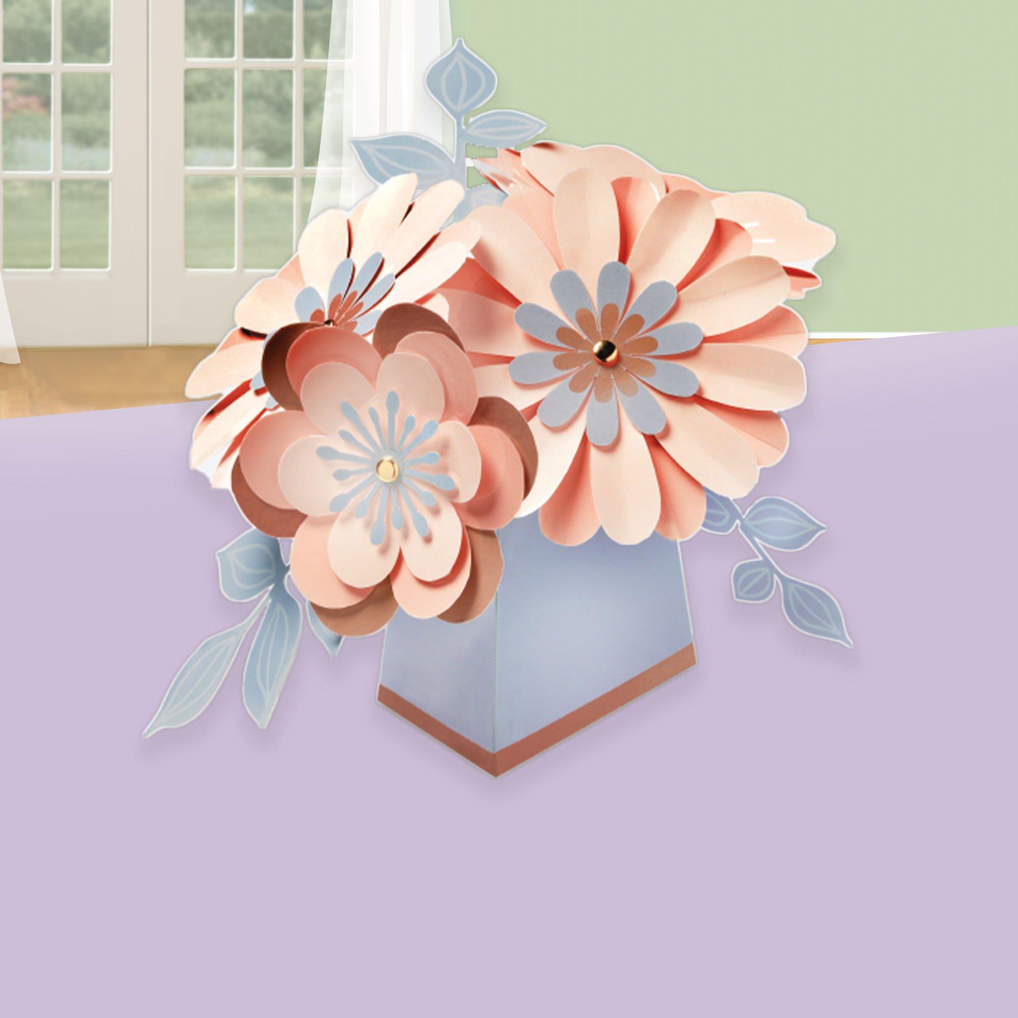 Metallic Rose Gold Floral Cardstock Centerpiece, 7in Party City