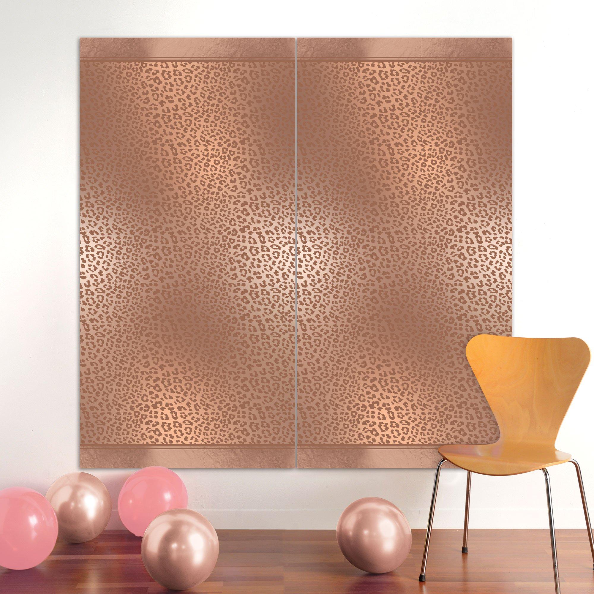 Rose Gold Leopard Print Plastic Scene Setter, 5.4ft x 5.4ft