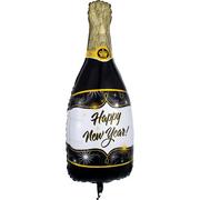 Happy New Year Bottle-Shaped Foil Balloon, 14in x 36in - New Year Bubbles