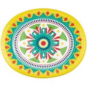 Colorful Pottery Paper Oval Plates, 12in x 10in, 8ct