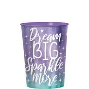 Dream Big Sparkle More Plastic Favor Cup, 16oz - Metallic Sparkle