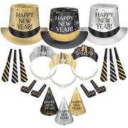 Kit for 50 - Black, Silver & Gold New Year's Eve Party Kit, 100pc