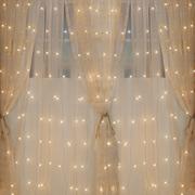 Warm White Cascading Curtain LED String Lights, 210 5mm Bulbs, 14ft x 6ft
