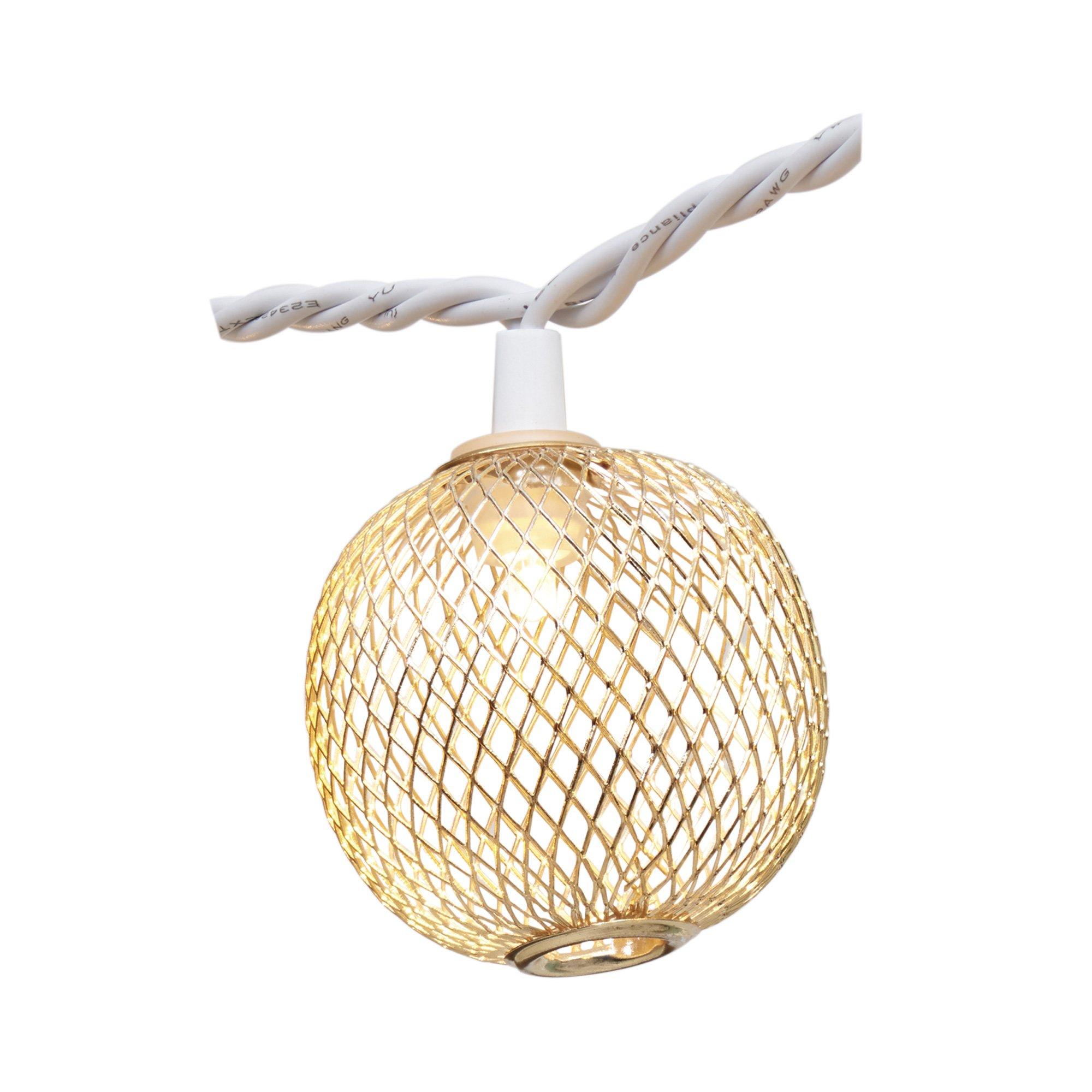 Warm White Gold Mesh Globe LED String Lights, 10 5mm Bulbs, 6.9ft