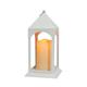 White Metal Lantern with Flickering LED Candle, 6in x 12.5in
