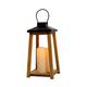 Metal & Wood Lantern with Flickering LED Candle, 6in x 14in