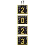 Glitter 2023 Corrugated Cardboard Stacked Sign, 5ft - Black, Silver & Gold