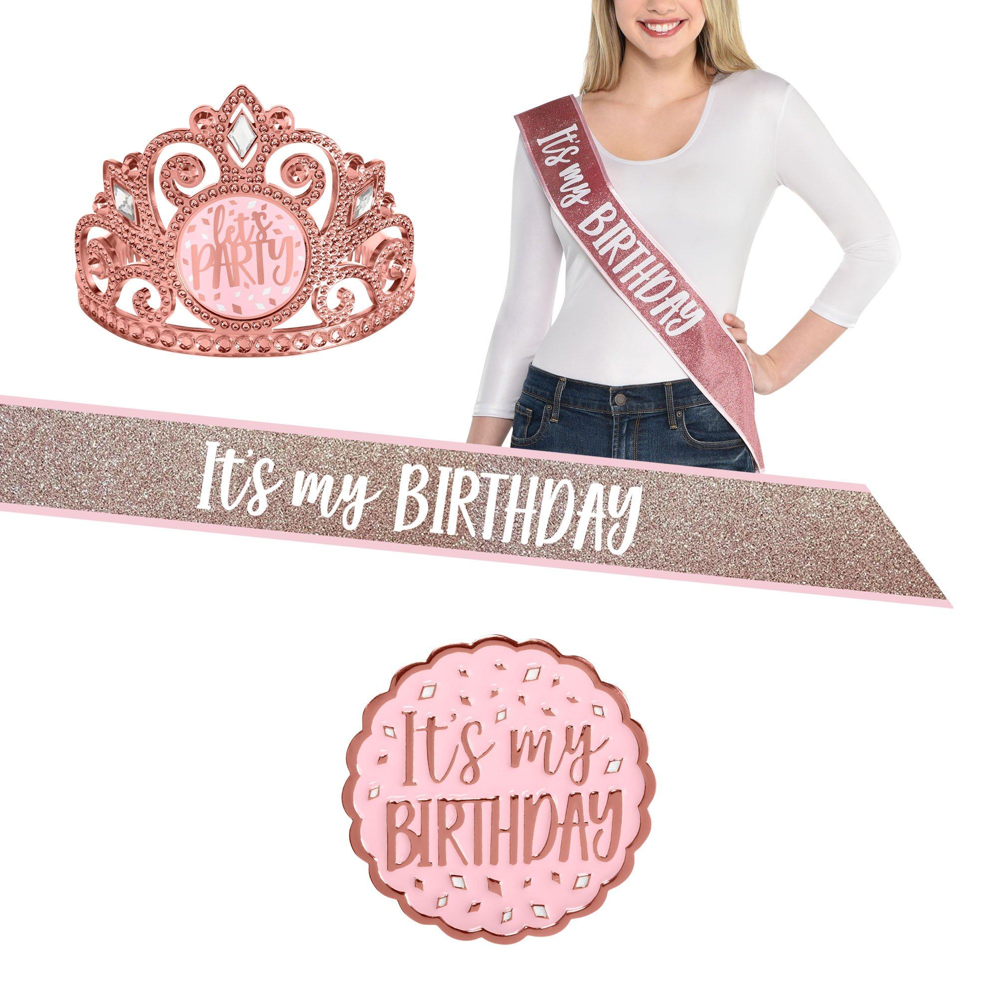 Adult Blush Pink Birthday Accessory Kit, 3pc